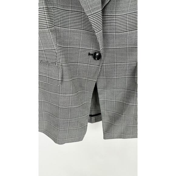Lane Bryant Plaid Blazer Jacket Womens Plus Size 14 Black White New One Button - Picture 4 of 8